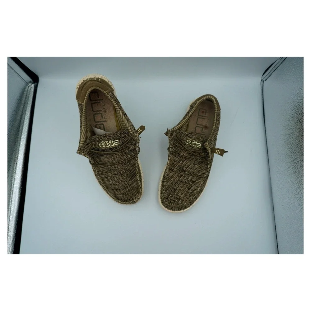 Hey Dude Wally Brown Marl Knit Slip On Loafers Mens 8 Lightweight Shoes